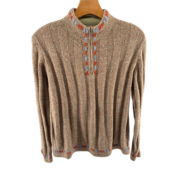 Woolrich Sweaters - Fall Womens Petite M Quarter‎ Zip Sweater Mock Neck Embroidered Pullover